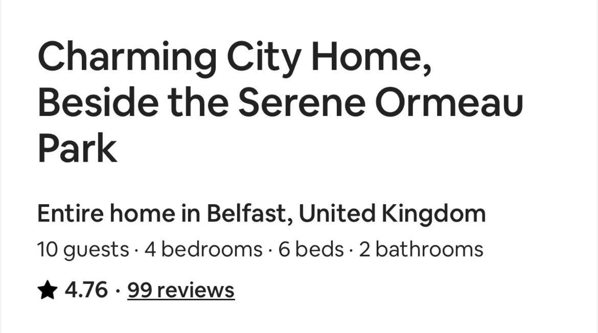 Charming City Home, Beside The Serene Ormeau Park Белфаст Екстериор снимка